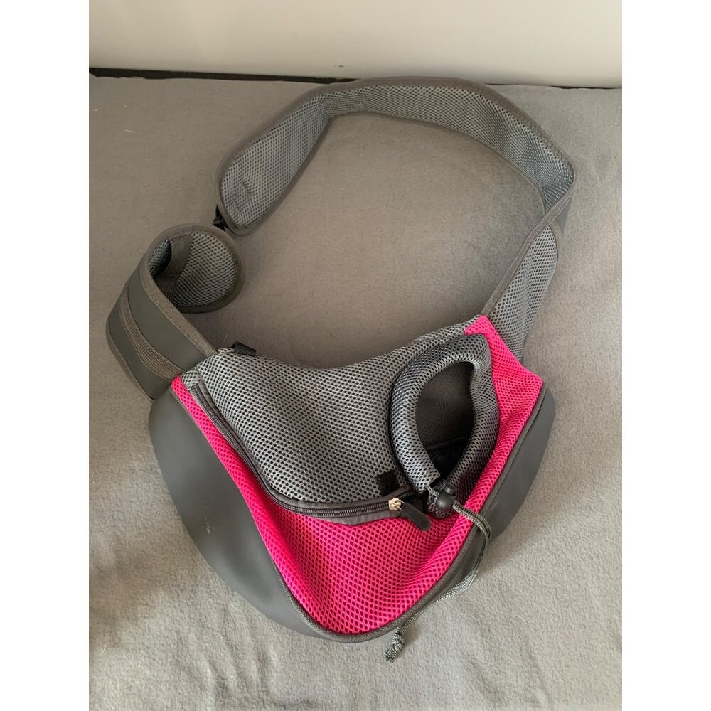 Breathable Mesh Pet Carrier Sling With Adjustable Padded Strap & Front Pocket fo